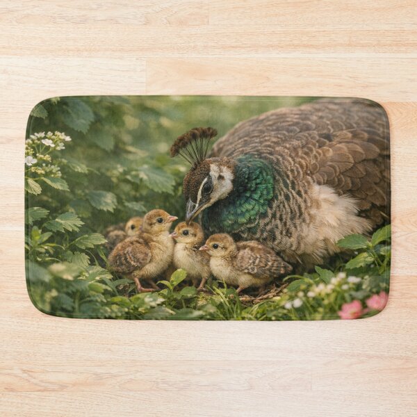 Item preview, Female Peacock Tending To Her Chicks designed and sold by CarolM.