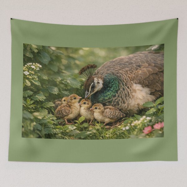 Item preview, Female Peacock Tending To Her Chicks designed and sold by CarolM.