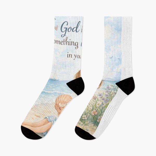 Item preview, God Is Writing Something Wonderful Christian Girl Beach Nursery Art designed and sold by LoveNurseries.