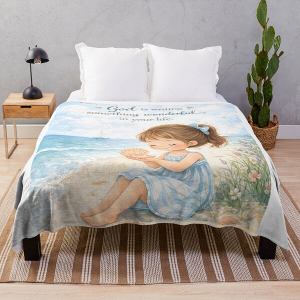 Item preview, God Is Writing Something Wonderful Christian Girl Beach Nursery Art designed and sold by LoveNurseries.