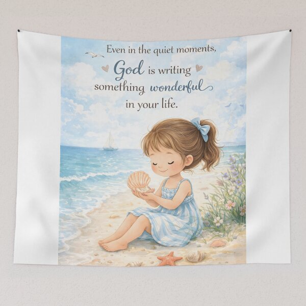 Item preview, God Is Writing Something Wonderful Christian Girl Beach Nursery Art designed and sold by LoveNurseries.