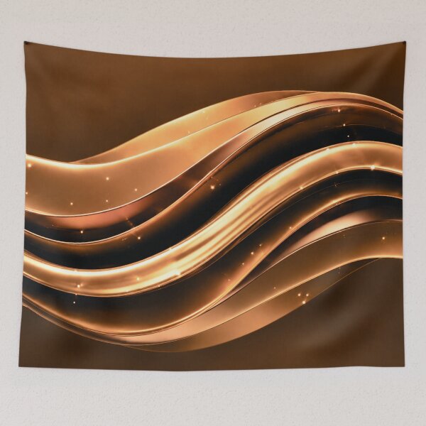 Item preview, Golden Liquid Waves Abstract Wallpaper designed and sold by IntelliMindDesigns.