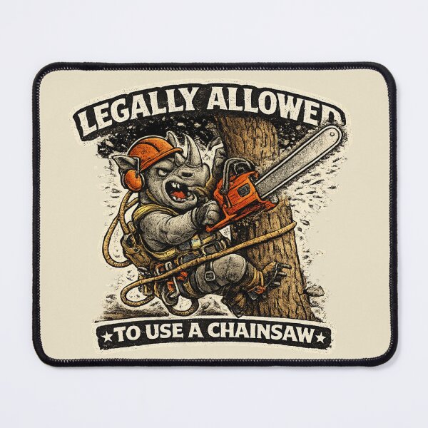 Item preview, Rhino Arborist with chainsaw Design designed and sold by Meandmyshop.