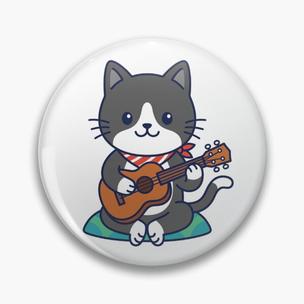 Item preview, Cute Cat Playing Ukulele with Red Bandana Kawaii Music Cat designed and sold by Owcomm.