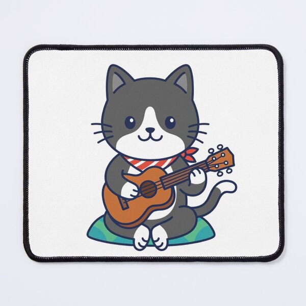 Item preview, Cute Cat Playing Ukulele with Red Bandana Kawaii Music Cat designed and sold by Owcomm.