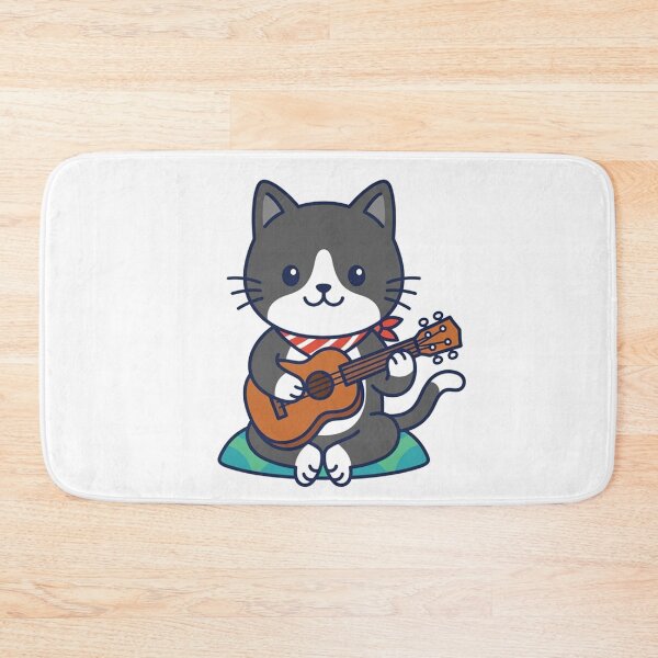 Item preview, Cute Cat Playing Ukulele with Red Bandana Kawaii Music Cat designed and sold by Owcomm.