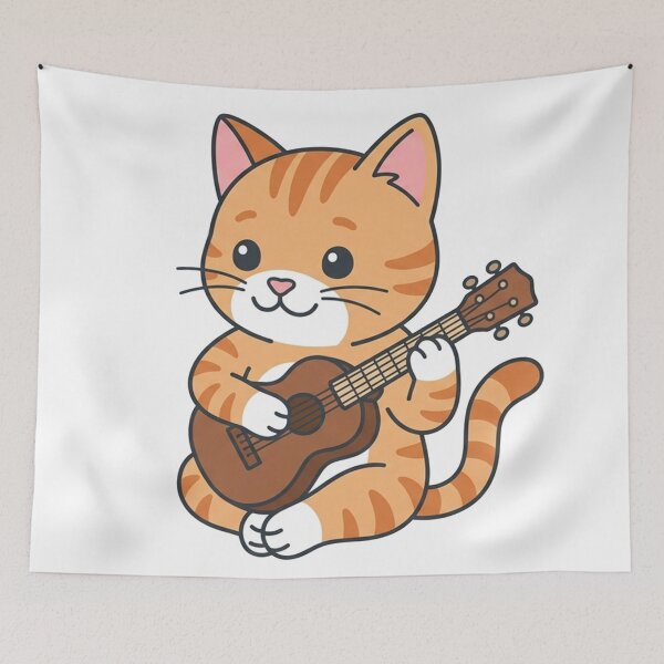 Item preview, Cute Orange Tabby Cat Playing Ukulele Kawaii Music Lover Gift designed and sold by Owcomm.