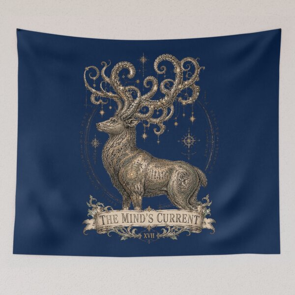 Item preview, The Mind's Current - Ancient Celestial Stag & Occult Etching designed and sold by Horizon Prime.
