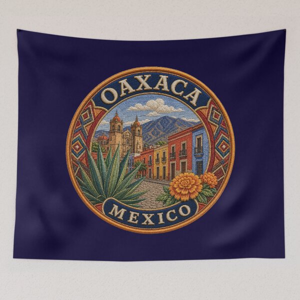Item preview, Oaxaca, Mexico – Colonial streets, cathedral & agave blossom designed and sold by Girih.