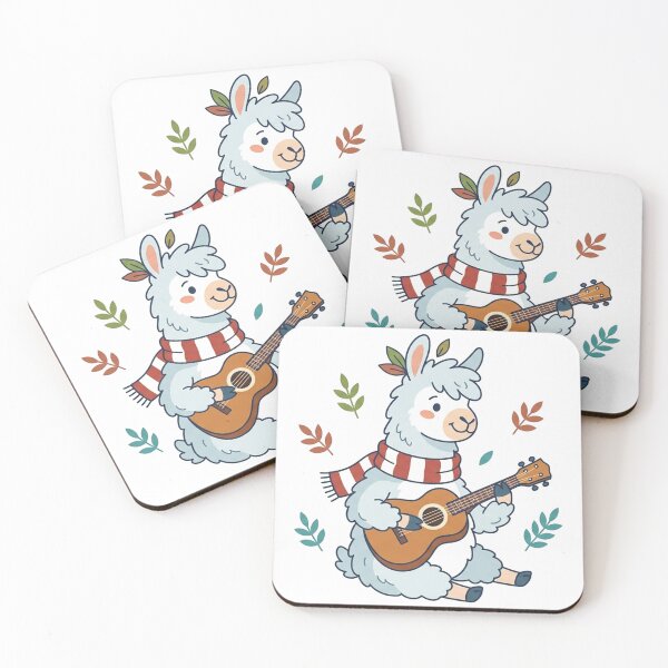 Item preview, Cozy Llama Playing Guitar with Autumn Leaves Cute Musical Alpaca designed and sold by Owcomm.