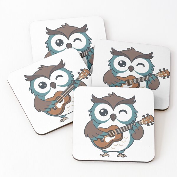 Item preview, Cute Owl Playing Ukulele Kawaii Music Lover Owl designed and sold by Owcomm.