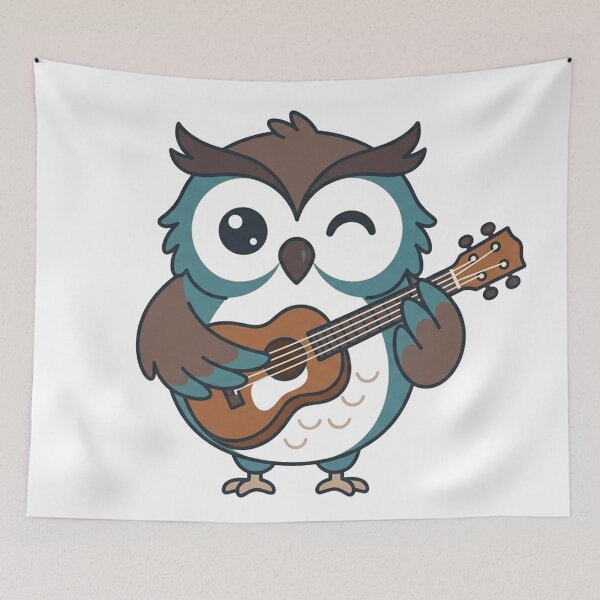 Item preview, Cute Owl Playing Ukulele Kawaii Music Lover Owl designed and sold by Owcomm.