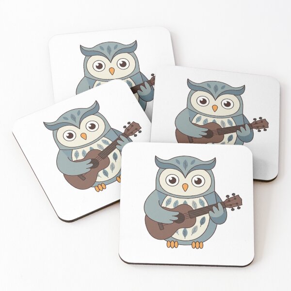 Item preview, Cute Owl Playing Guitar Blue Folk Owl designed and sold by Owcomm.