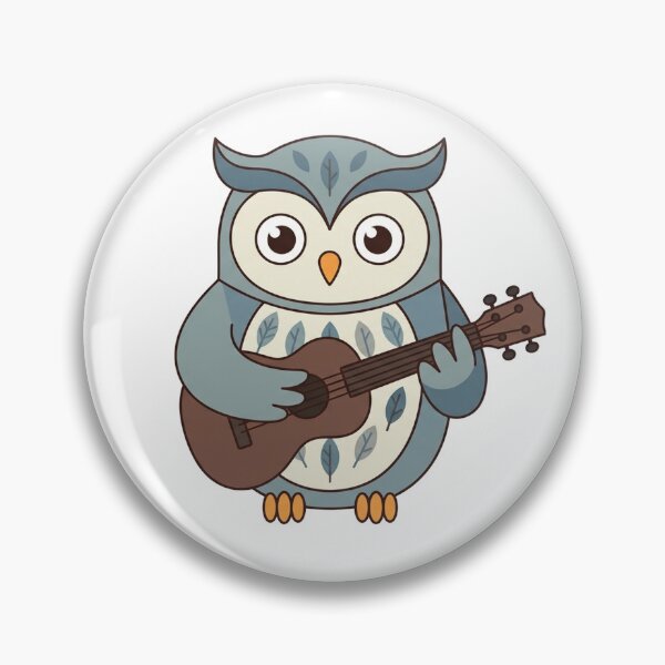 Item preview, Cute Owl Playing Guitar Blue Folk Owl designed and sold by Owcomm.