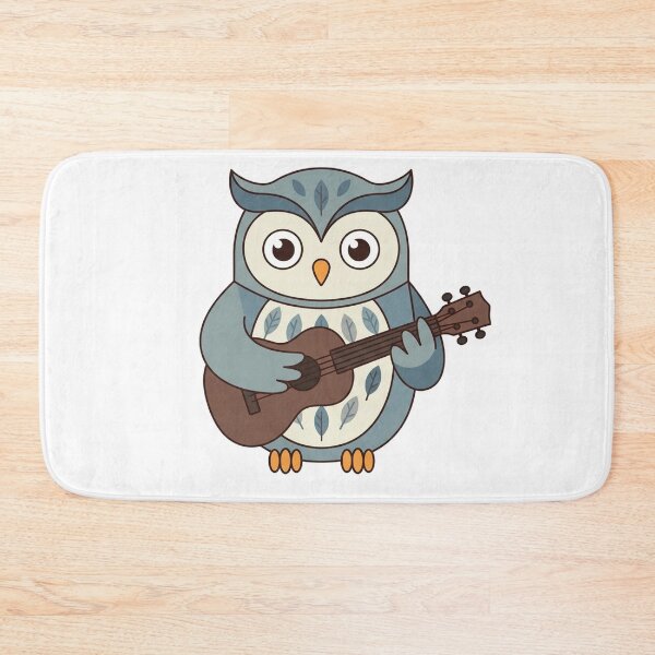 Item preview, Cute Owl Playing Guitar Blue Folk Owl designed and sold by Owcomm.