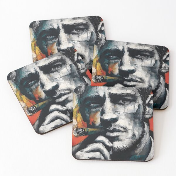 Item preview, Chromatic Contrast Authority - Grayscale Male Portrait Holding Cigar Against Vibrant Abstract Color designed and sold by OlfactoART Studio.