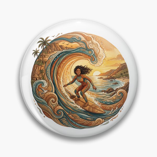 Item preview, Flowing with the wave – Illustration of Surfing and Organic Connection designed and sold by Pulpa-grafica.