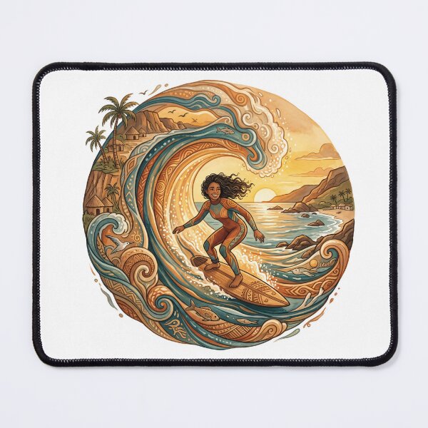 Item preview, Flowing with the wave – Illustration of Surfing and Organic Connection designed and sold by Pulpa-grafica.