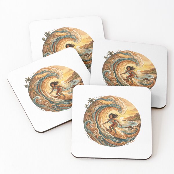 Item preview, Flowing with the wave – Illustration of Surfing and Organic Connection designed and sold by Pulpa-grafica.