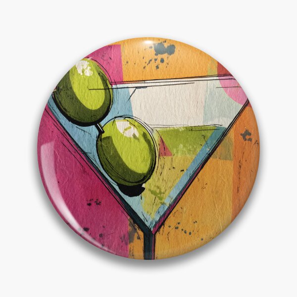 Item preview, Martini Glass Art - Green Olives with Colorful Abstract Background and Bold Modern Cocktail Style designed and sold by OlfactoART Studio.