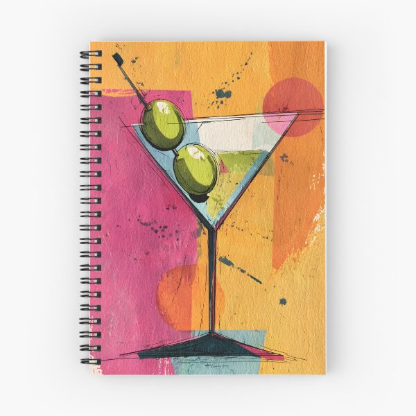Item preview, Martini Glass Art - Green Olives with Colorful Abstract Background and Bold Modern Cocktail Style designed and sold by OlfactoART Studio.