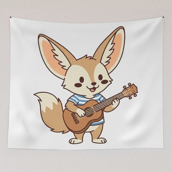 Item preview, Cute Fennec Fox Playing Guitar Kawaii Animal Musician designed and sold by Owcomm.