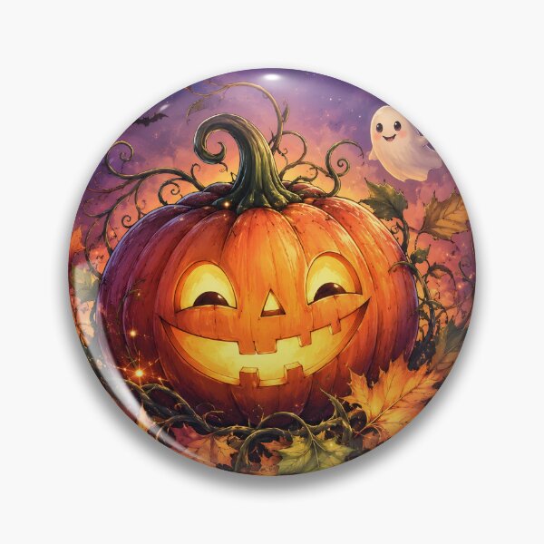 Item preview, Halloween 3 - Magical Smiling Jack-o-Lantern with Cute Ghost designed and sold by NikaNavi.