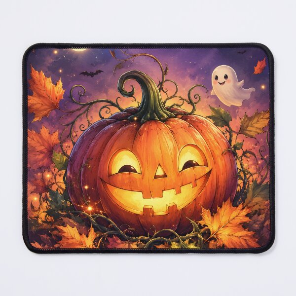 Item preview, Halloween 3 - Magical Smiling Jack-o-Lantern with Cute Ghost designed and sold by NikaNavi.