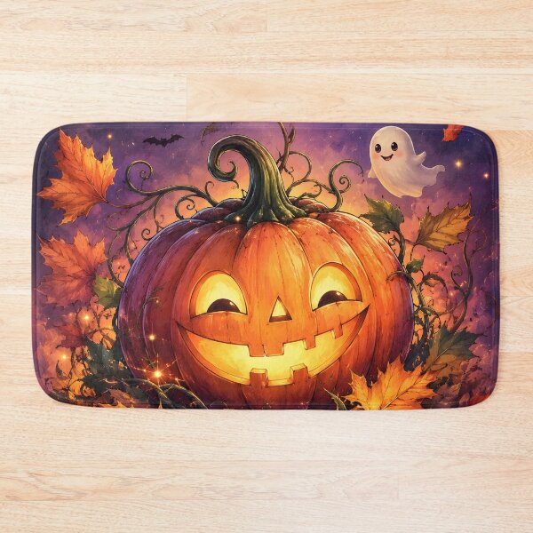 Item preview, Halloween 3 - Magical Smiling Jack-o-Lantern with Cute Ghost designed and sold by NikaNavi.