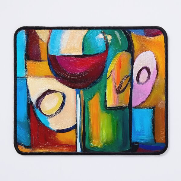 Item preview, Vibrant Wine Bottle and Glass - Bold Abstract Composition with Rich Color and Dynamic Modern Energy designed and sold by OlfactoART Studio.