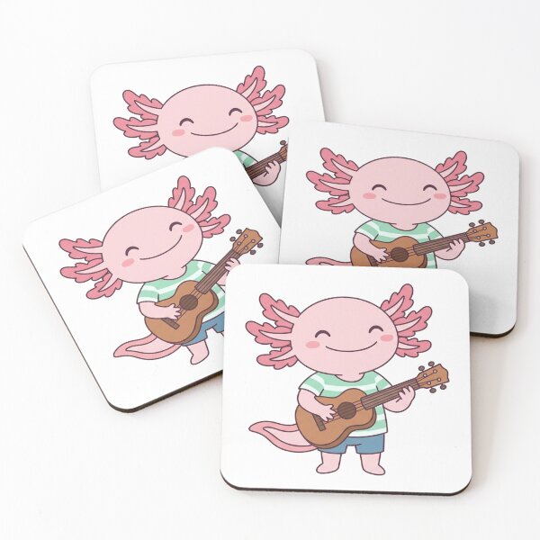 Item preview, Happy Axolotl Playing Ukulele Cute Kawaii Music Lover designed and sold by Owcomm.