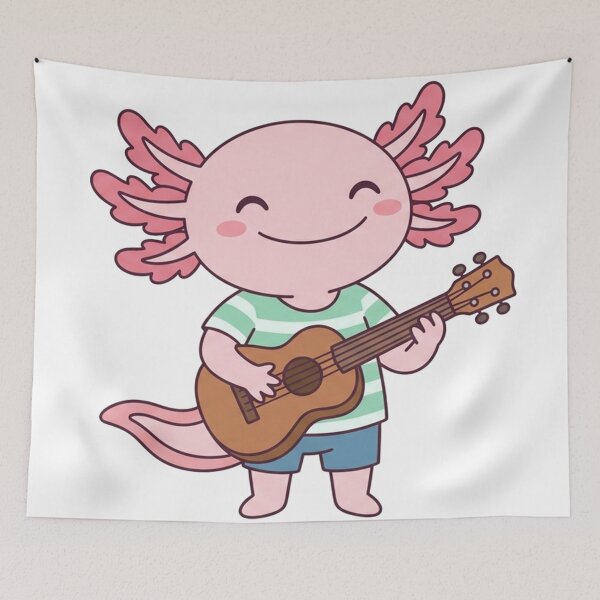Item preview, Happy Axolotl Playing Ukulele Cute Kawaii Music Lover designed and sold by Owcomm.