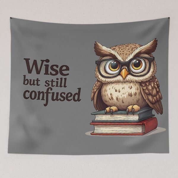 Item preview, Wise But Confused Owl With Books designed and sold by UrbanPrts.
