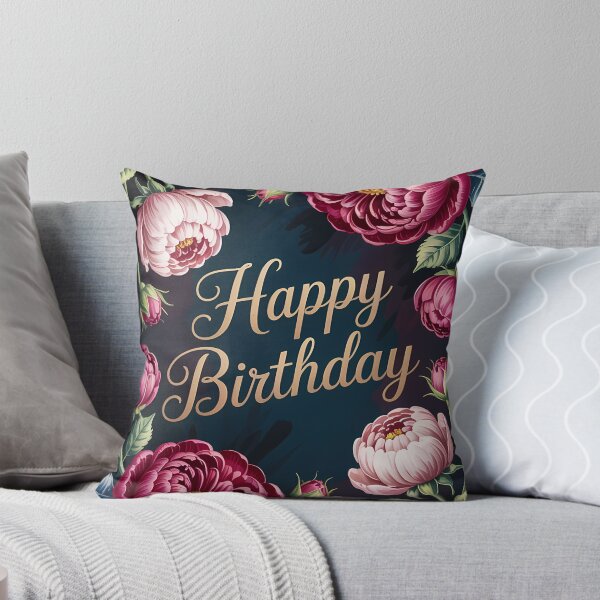 Item preview, Floral Birthday Card Lush Peonies Roses Jewel Tones Gold Script designed and sold by SellingWSarah17.