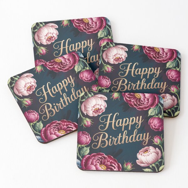 Item preview, Floral Birthday Card Lush Peonies Roses Jewel Tones Gold Script designed and sold by SellingWSarah17.