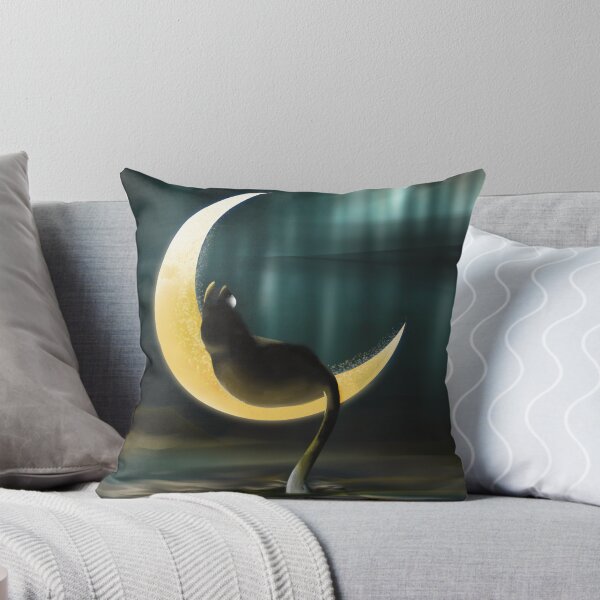 Item preview, Moonlight Feline: Surreal Cat on Crescent Moon / 月光下的新月黑貓：超現實藝術插畫 / 月光の三日月と黒猫：シュールな幻想アート designed and sold by MeowdelStudio.