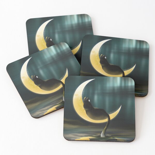 Item preview, Moonlight Feline: Surreal Cat on Crescent Moon / 月光下的新月黑貓：超現實藝術插畫 / 月光の三日月と黒猫：シュールな幻想アート designed and sold by MeowdelStudio.