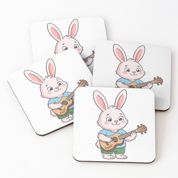 Item preview, Cute Bunny Playing Ukulele — Adorable Musical Rabbit Cartoon designed and sold by Owcomm.