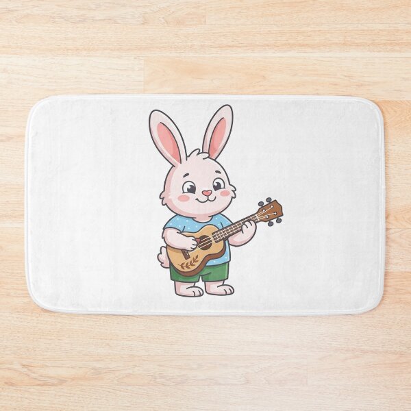 Item preview, Cute Bunny Playing Ukulele — Adorable Musical Rabbit Cartoon designed and sold by Owcomm.