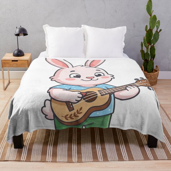 Item preview, Cute Bunny Playing Ukulele — Adorable Musical Rabbit Cartoon designed and sold by Owcomm.