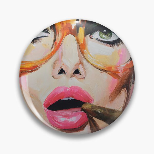 Item preview, Blow Out the Day- Colorful Female Portrait with Lighted Cigar and Expressive Brushstrokes designed and sold by OlfactoART Studio.