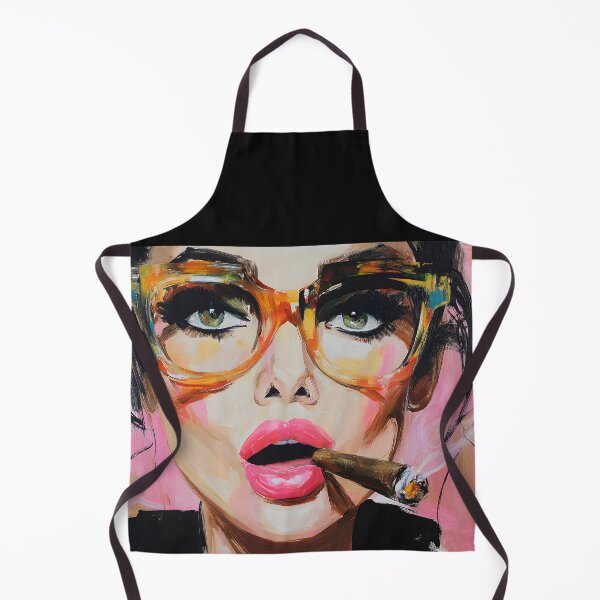 Item preview, Blow Out the Day- Colorful Female Portrait with Lighted Cigar and Expressive Brushstrokes designed and sold by OlfactoART Studio.