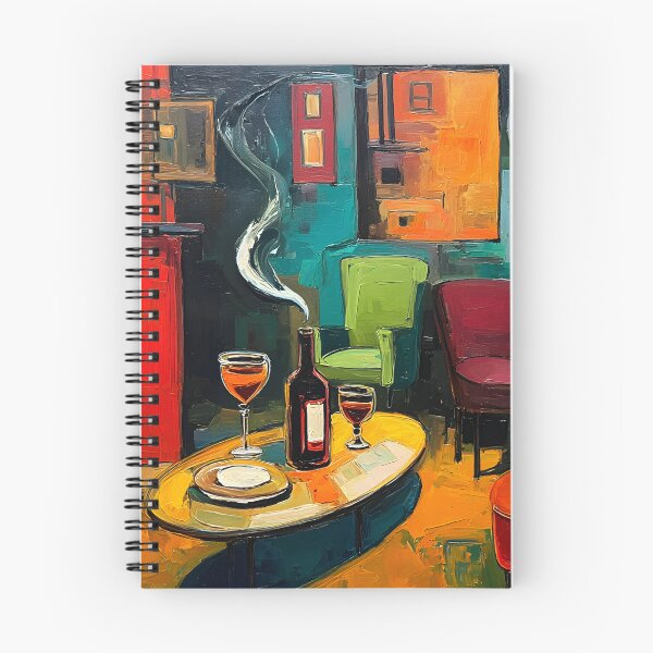Item preview, Artful Wine Lounge Interior - Cozy Fireplace, Wine Glasses and Vibrant Seating designed and sold by OlfactoART Studio.