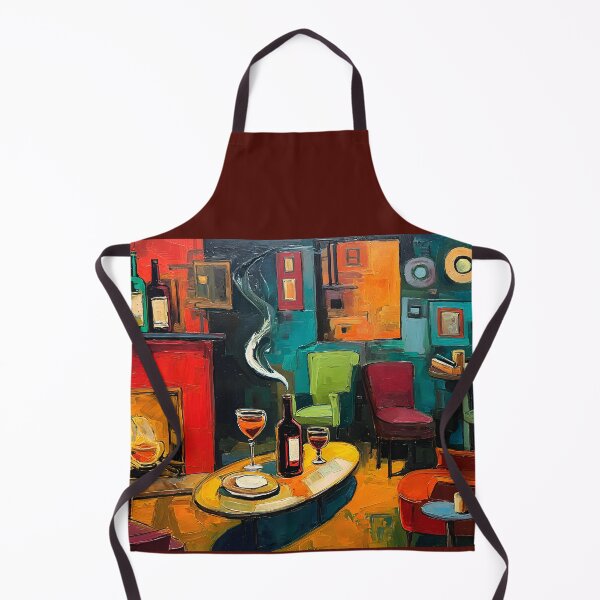 Item preview, Artful Wine Lounge Interior - Cozy Fireplace, Wine Glasses and Vibrant Seating designed and sold by OlfactoART Studio.