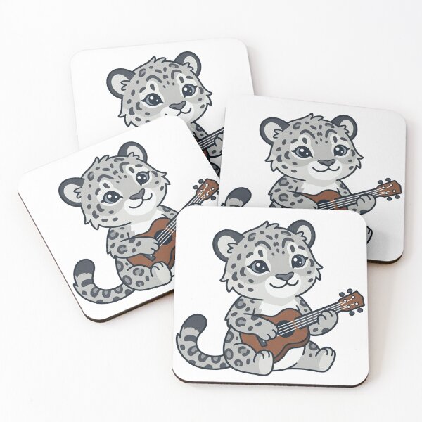Item preview, Cute Snow Leopard Playing Guitar Kawaii Baby Big Cat designed and sold by Owcomm.