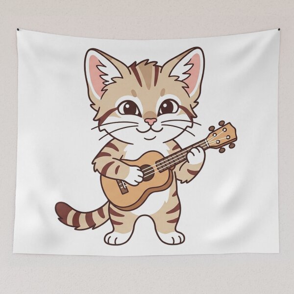 Item preview, Cute Tabby Kitten Playing Ukulele Kawaii Cat Music Lover designed and sold by Owcomm.