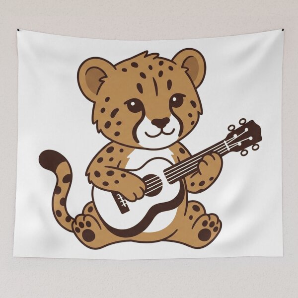 Item preview, Cute Cheetah Playing Guitar Adorable Baby Wild Cat Musician designed and sold by Owcomm.