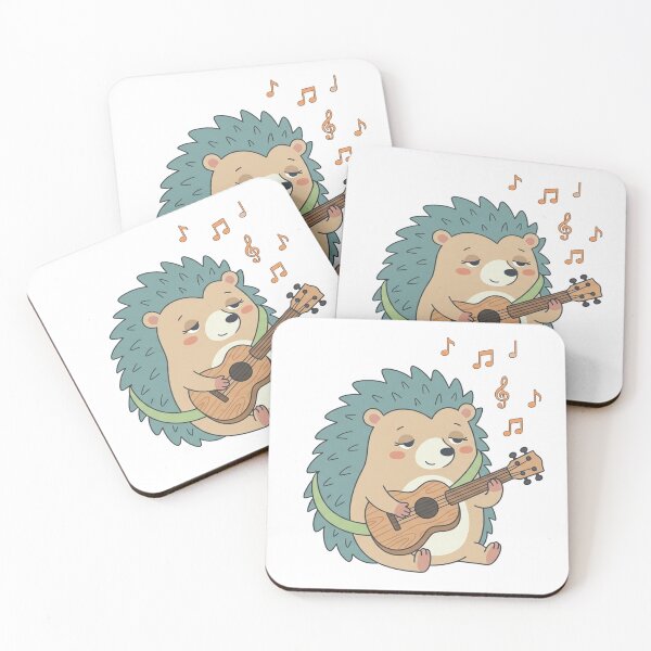 Item preview, Cute Hedgehog Playing Ukulele with Music Notes designed and sold by Owcomm.