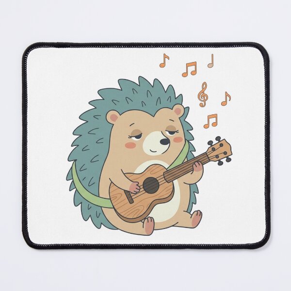 Item preview, Cute Hedgehog Playing Ukulele with Music Notes designed and sold by Owcomm.
