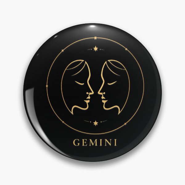 Item preview, GEMINI Twin Faces Zodiac, Black Gold Gemini Astrology designed and sold by ZenWealthDesign.
